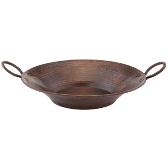 16" Round Miner's Pan Oil Rubbed Bronze Hammered Copper Vessel Sink