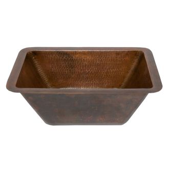 17" Rectangular Oil Rubbed Bronze Hammered Copper Bathroom Sink