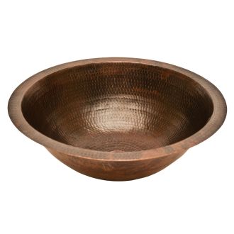 17" Round Oil Rubbed Bronze Hammered Copper Bathroom Sink