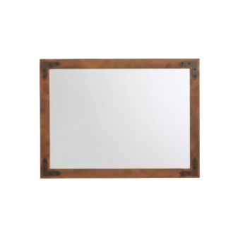 Timber Haven Rough Sawn Mirror - Antique Barnwood Finish - Corner Metal Accents