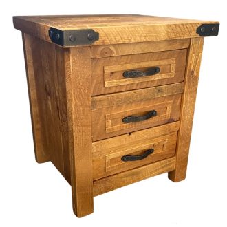 Timber Haven 3 Drawer End Table - Honey Amber Finish