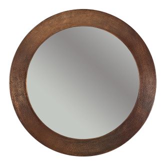 34″ Round Oil Rubbed Bronze Hammered Copper Mirror