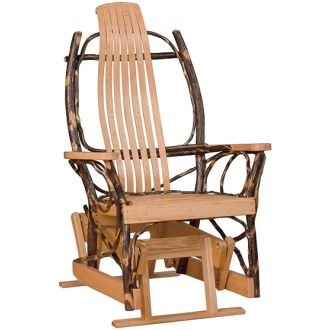 Rustic Hickory Log Glider with Oak Arms