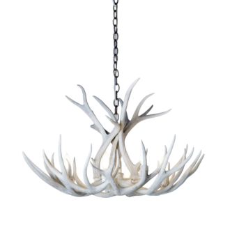 6 Light Antler Chandelier shown in Sun Bleached Finish