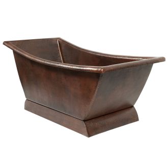 67" Canoa Oil Rubbed Bronze Hammered Copper Single Slipper Bathtub