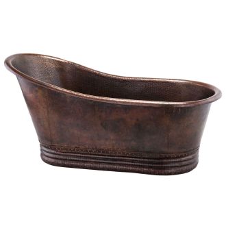 67" Oil Rubbed Bronze Hammered Copper Single Slipper Bathtub