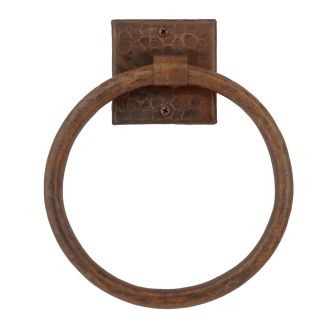7" Oil Rubbed Bronze Hammered Copper Towel Ring