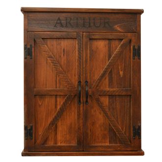 Rustic Reclaimed Personalized Dartboard Cabinet