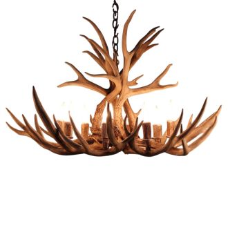 8 Light Mule Deer Antler Chandelier