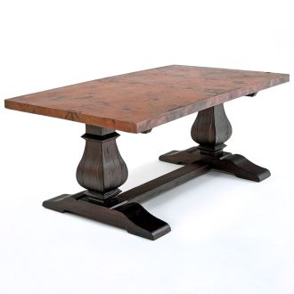 Antique Trestle Hammered Copper Dining Table