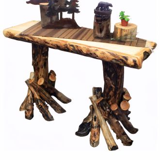 Aspen Fireside Log Sofa Table - Light Aspen - Clear Finish - Extra Character
