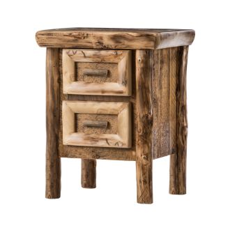 Yosemite Light Aspen & Barnwood 2 Drawer Nightstand--Clear finish, Light Aspen, Standard logs