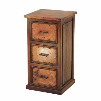 Austere Hammered Copper 3 Drawer Letter File Cabinet