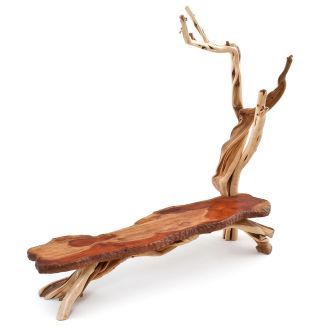 Rustic Slab Bench with Coat Rack