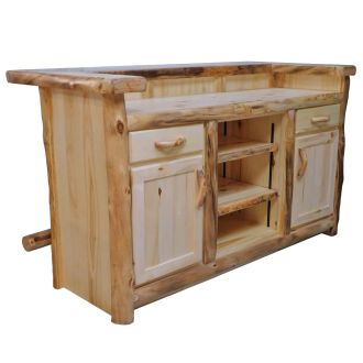 Beartooth Aspen Vintage Log Bar - Flat Front - 72"W - Natural Panel & Natural Log