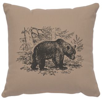 Bear Scene Decor Pillow - Alabaster Cotton