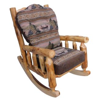 Beartooth Aspen Comfort Upholstered Log Rocking Chair - Natural Log - Balsam Lake Dawn Main Upholstery