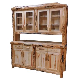 Beartooth Aspen Log Buffets & Hutches - Flat Front - 72" - Wild Panel & Gnarly Log