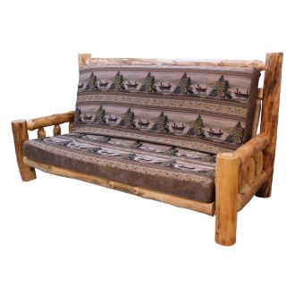 Beartooth Aspen Log Futon - Queen - Natural Log - Balsam Lake Dawn Main Upholstery