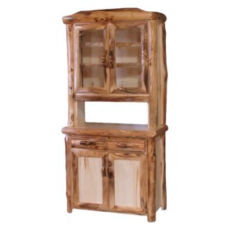Beartooth Aspen Log Server & Hutch - Log Front - 39" - Natural Panel & Natural Log