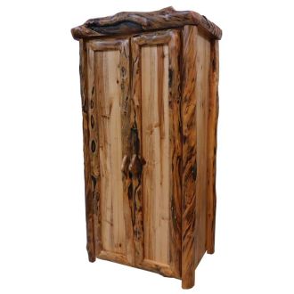 Beartooth Aspen Log Wardrobe - Flat Front - 39"W - Natural Panel & Gnarly Logs