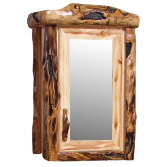 Beartooth Aspen Single Door Log Medicine Cabinet - Flat Front - 24"W - Wild Panel & Gnarly Log - Hinge Right