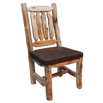 Beartooth Aspen Timberland Upholstered Log Dining Chair - Side Chair - Natural Log - Old Cushion Style