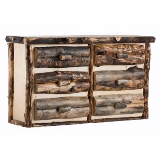 Beaver Creek Aspen 6 Drawer Log Dresser - Dark Aspen - Standard Character - Half Log Drawers - Clear Finish