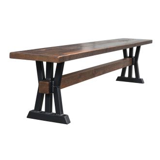 Boston Reclaimed Barn Wood Dining Bench - Railroad Tie Finish
