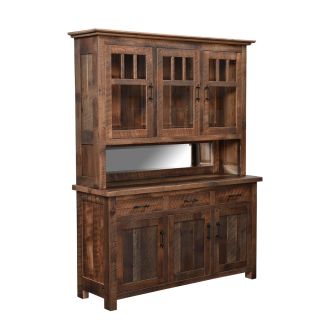 Bristol 3 Drawer Barn Wood Buffet & Hutch - Glaze #3 Finish