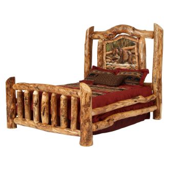 Carved Panel Burl Aspen Log Bed
