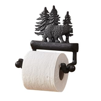 Rustic Cast Black Bear Toilet Paper Holder