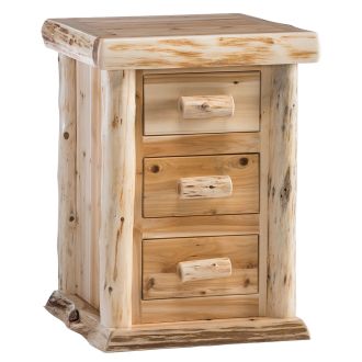 Cedar Lake Lodge 3 Drawer Log Nightstand - Clear Finish