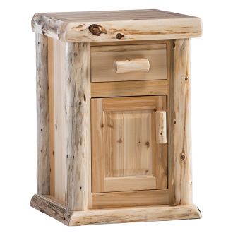 Cedar Lake Lodge Enclosed Log Nightstand - Clear Finish