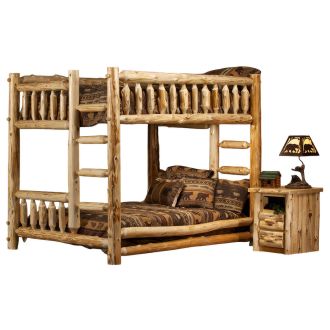 Cedar Lake Queen over Queen Log Bunk Bed