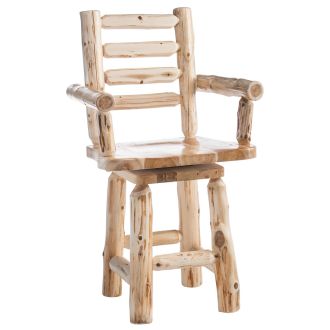 Cedar Lake Swivel Log Arm Bar Stool