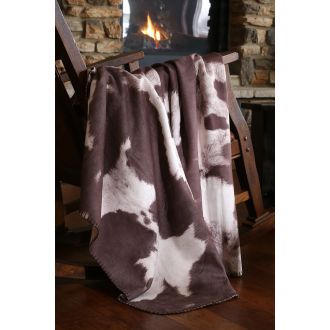Chocolate Cowhide Faux Leather Throw