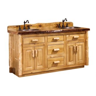 Cedar Lake Rustic Log Real Wood Vanity