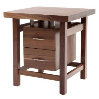 Contemporary Classic 2 Drawer Black Walnut End Table