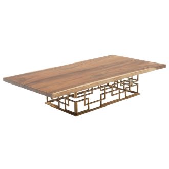 Contemporary Geometric Live Edge Coffee Table - Golden Walnut Top