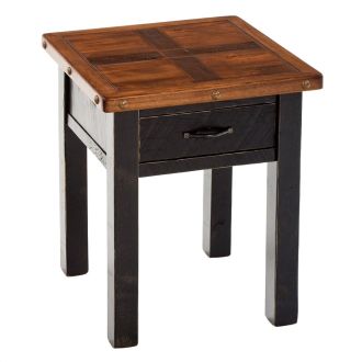 Cottage Sunrise Painted 1 Drawer End Table shown in Black Harvest Paint Finish