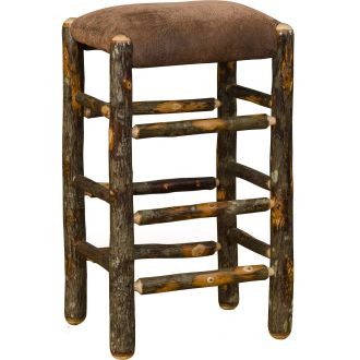 Hickory Log Upholstered Counter Stool