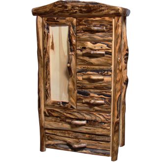 Beartooth Aspen Log Chiffarobe - Half Log - 39"W - Natural Panel & Gnarly Logs