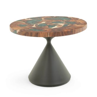Rustic Epoxy Round Dining Table, Shown with Green Epoxy