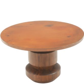 Solstice Round Hammered Copper Dining Table - Espresso Base