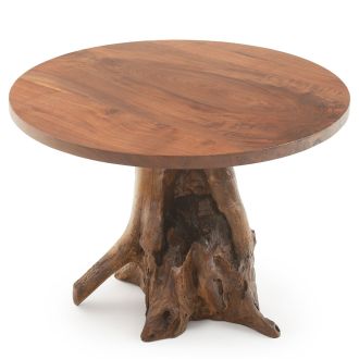 Elk Lake Round Natural Wood Stump Dining Table - Dark Stump