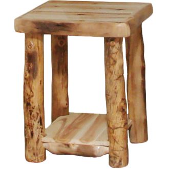 Beartooth Aspen Log Night Table - Wild Panel & Natural Log