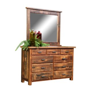 Rustic Farmstead Barn Wood Dresser - 9 Drawer - Clear Finish - Optional Mirror
