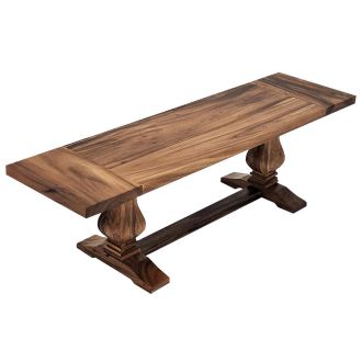 Golden Walnut Trestle Dining Bench