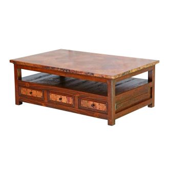 Hammered Copper 6 Drawer Coffee Table